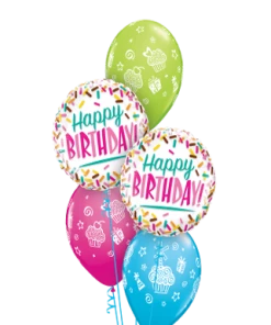 Funtastic Balloon Creations Birthday Sprinkle Surprise Bouquet (2 Foils, 3 Latex)
