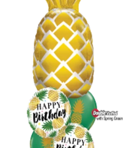 Funtastic Balloon Creations Stay Golden Birthday Bouquet ( 1 Large Pineapple, 2 Foils, 2 Double Stuffed Latex)