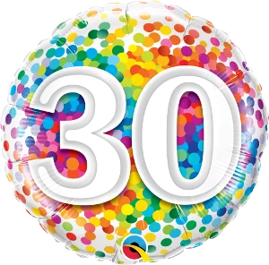 Funtastic Balloon Creations 30 Rainbow Confetti (comes In Ages 18,20,21,30,40,50,60,70,80,90,100) Single Foils 4 Funtastic Balloon Creations 30 Rainbow Confetti (comes In Ages 18,20,21,30,40,50,60,70,80,90,100) Single Foils