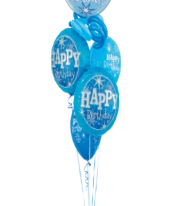 Funtastic Balloon Creations Blue Sparkle Birthday Basket Bouquet (1 Bubble, 2 Foils, 2 Latex)