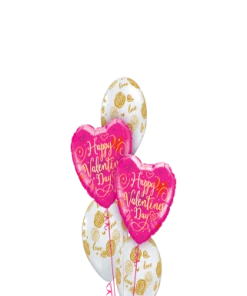 Funtastic Balloon Creations Classic Valentine's Day Gold Script (2 Foil Hearts, 3 Double Stuffed Latex) Love & Romance