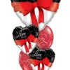Funtastic Balloon Creations Layer Plus Love You Ribbon & Bows Bouquet (1 Large Foil Heart, 2 Foil Hearts, 2 Latex) Love & Romance
