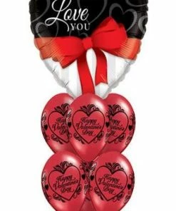 Funtastic Balloon Creations Wrap Your Love In A Bow Bouquet (1 Large Foil Heart, 6 Latex) Love & Romance