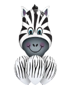 Funtastic Balloon Creations Birthday Zany Zebra Bouquet (1 Large Zebra Head, 3 Latex)