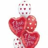 Funtastic Balloon Creations Classic Red & White Valentine's Hearts Bouquet (2 Foil Hearts, 3 Latex)