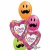 Funtastic Balloon Creations Classic Love You Mustache Faces Bouquet (2 Foil Hearts, 3 Latex)