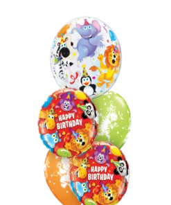 Funtastic Balloon Creations Happy Birthday Circus Bouquet (1 Bubble, 2 Foil, 2 Latex)