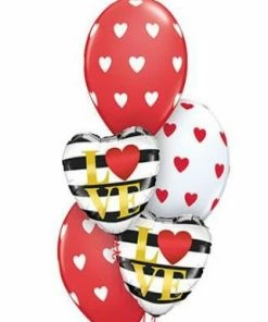 Funtastic Balloon Creations Classic Love Stripes (2 Foil Hearts, 3 Latex)