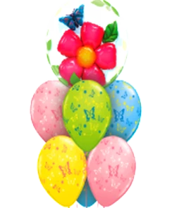 Funtastic Balloon Creations Double Bubble Flower And Butterflies Bouquet (1 Double Bubble, 6 Latex)