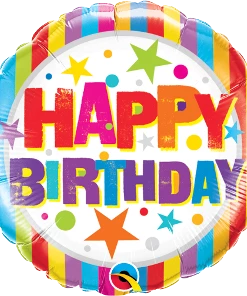 Funtastic Balloon Creations Happy Birthday Stripes Single Foils