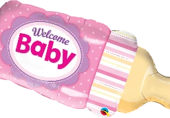 Funtastic Balloon Creations Welcome Baby Bottle Pink Single Foils