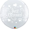 Funtastic Balloon Creations 3' DIAMOND CLEAR JUST MARRIED BALLOON Single Latex Balloons
