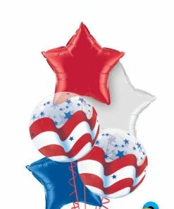 Funtastic Balloon Creations Patriotic Stars & Stripes (3 Foils, 2 Bubbles) Seasonal