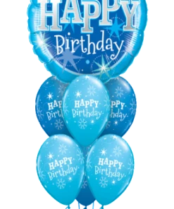 Funtastic Balloon Creations Blue Sparkle Birthday Bouquet (1 Giant Foil, 6 Latex)