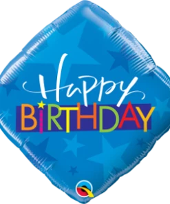 Funtastic Balloon Creations Single Foils Happy Birthday Stars Diamond Shape