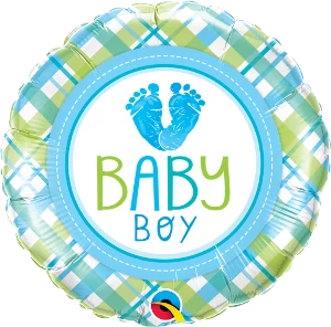 Funtastic Balloon Creations Baby Boy Plaid Feet Single Foils 3 Funtastic Balloon Creations Baby Boy Plaid Feet Single Foils