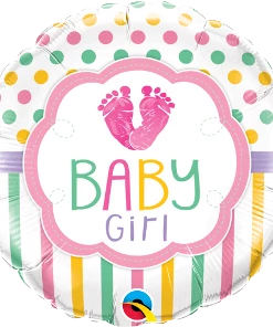 Funtastic Balloon Creations Baby Girl Dots And Stripes Single Foils