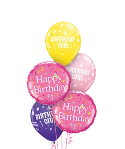 Funtastic Balloon Creations Confetti Birthday Girl Bouquet (2 Foils, 3 Latex)