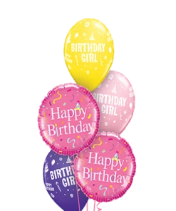 Funtastic Balloon Creations Confetti Birthday Girl Bouquet (2 Foils, 3 Latex)