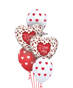 Funtastic Balloon Creations Glittering Hearts Valentine Bouquet (2 Foils, 3 Latex) Love & Romance