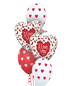 Funtastic Balloon Creations Glittering Hearts Valentine Bouquet (2 Foils, 3 Latex) Love & Romance