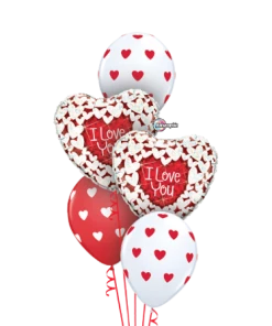 Funtastic Balloon Creations Glittering Hearts Valentine Bouquet (2 Foils, 3 Latex) Love & Romance