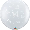 Funtastic Balloon Creations 3' DIAMOND CLEAR BUTTERFLIES BALLOON Single Latex Balloons
