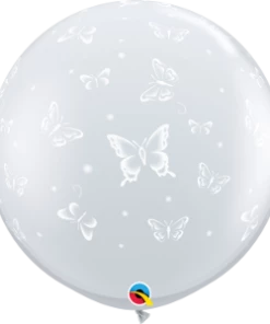 Funtastic Balloon Creations 3' DIAMOND CLEAR BUTTERFLIES BALLOON Single Latex Balloons