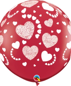 Funtastic Balloon Creations 3' RUBY RED HEARTS AROUND