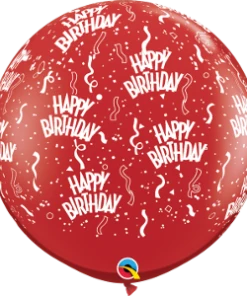 Funtastic Balloon Creations 3' HAPPY BIRTHDAY AROUND Single Latex Balloons