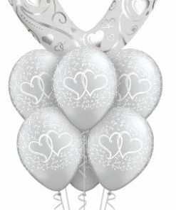 Funtastic Balloon Creations Giant Silver Heart Bouquet Love & Romance