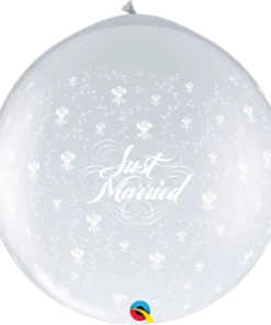Funtastic Balloon Creations 3' DIAMOND CLEAR JUST MARRIED BALLOON