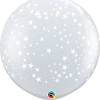 Funtastic Balloon Creations 3' DIAMOND CLEAR SMALL STARS AROUND BALLOON Single Latex Balloons