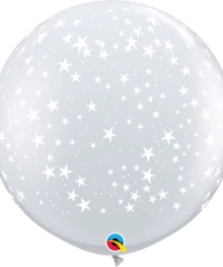 Funtastic Balloon Creations 3' DIAMOND CLEAR SMALL STARS AROUND BALLOON Single Latex Balloons