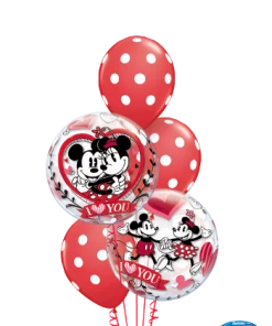 Funtastic Balloon Creations Love & Romance Mickey & Minnie Polka Dots ( 2 Bubbles, 3 Latex)