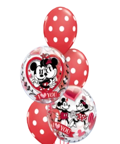Funtastic Balloon Creations Love & Romance Mickey & Minnie Polka Dots ( 2 Bubbles, 3 Latex)