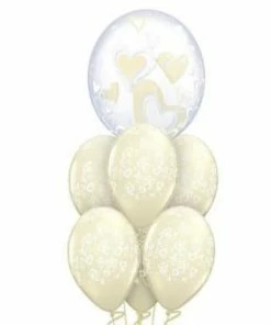 Funtastic Balloon Creations Anniversary In Ivory Bouquet (1 Bubble, 6 Latex)
