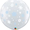 Funtastic Balloon Creations Single Latex Balloons 3' DIAMOND CLEAR Blue /White SNOWFLAKES AROUND BALLOON