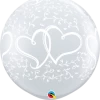 Funtastic Balloon Creations Single Latex Balloons 3' DIAMOND CLEAR ENTWINED HEARTS BALLOON