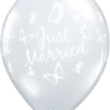 Funtastic Balloon Creations 16" Diamond Clear Just Married Single Latex Balloons