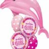 Funtastic Balloon Creations Pink Birthday Dolphin Bouquet (1 Pink Dolphin, 2 Foil, 2 Latex)