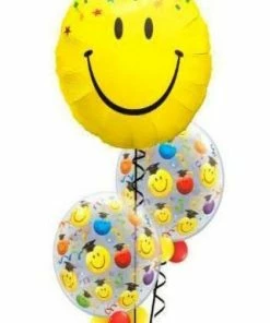 Funtastic Balloon Creations Smiley Grad Bubbles Bouquet (1 Large Foil, 2 Bubbles)