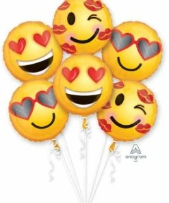 Funtastic Balloon Creations Single Foils Emoji 6 Balloon Bouquet