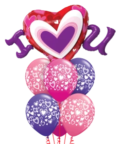 Funtastic Balloon Creations Love & Romance I (Heart) U Valentine Bouquet ( 1 I Heart U Foil, 6 Latex)