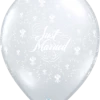 Funtastic Balloon Creations 16" Diamond Clear Just Married (Flowers) Single Latex Balloons