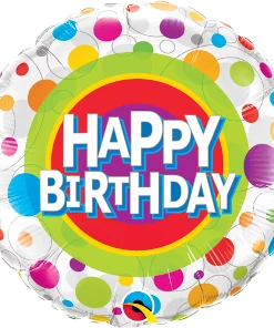 Funtastic Balloon Creations Single Foils Happy Birthday Colorful Dots Ages 6-13