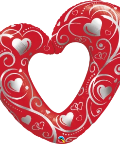 Funtastic Balloon Creations Single Foils Hearts & Filigree Red