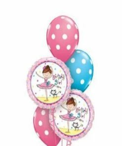Funtastic Balloon Creations Birthday Ballerina Pink Bouquet (2 Foil, 3 Latex)