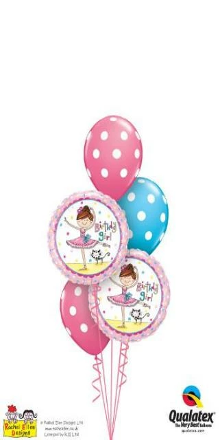 Funtastic Balloon Creations Birthday Ballerina Pink Bouquet (2 Foil, 3 Latex) 3 Funtastic Balloon Creations Birthday Ballerina Pink Bouquet (2 Foil, 3 Latex)