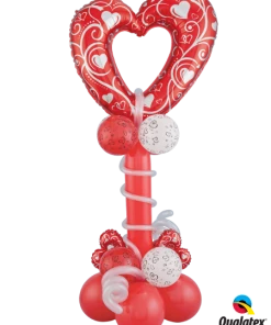 Funtastic Balloon Creations Red And White Heart Column Love & Romance